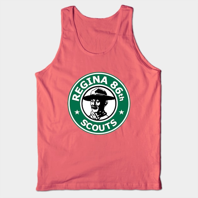 Regina 86th Scouts Coffee Badge Tank Top by YQRscouts